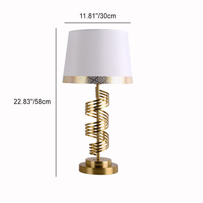 Modern Minimalist Cylinder Iron Fabric 1-Light Table Lamp For Bedroom