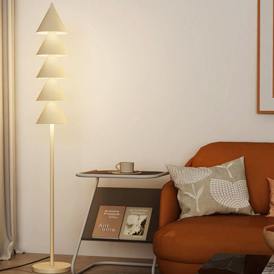 Modern Minimalist Iron PVC Cone Christmas Tree LED Standing Floor Lamp For Living Room