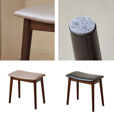 Modern Minimalist Rectangular Soft Leather Wood Vanity Stool For Bedroom