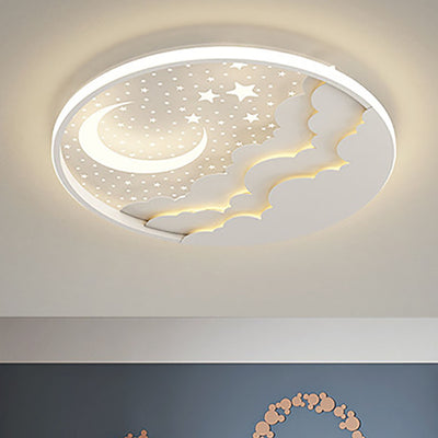 Contemporary Creative Cartoon Stars Moon Acrylic LED Kids Flush Mount Ceiling Light For Living Room