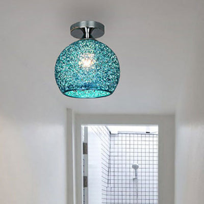 Contemporary Scandinavian Iron Aluminum Weaving Ball 1-Light Semi-Flush Mount Ceiling Light For Hallway