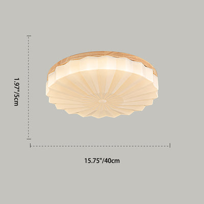 Modern Minimalist Round Flower Wood Iron Acrylic LED Flush Mount Ceiling Light For Living Room