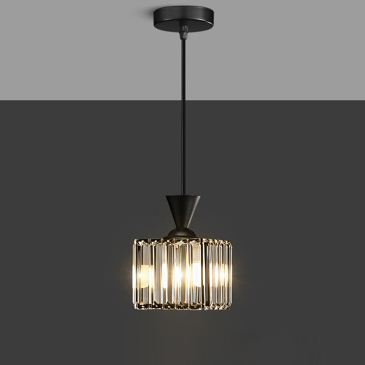 Contemporary Luxury Radiant Prismatic Clear Crystal Shade 1-Light Pendant Light For Living Room