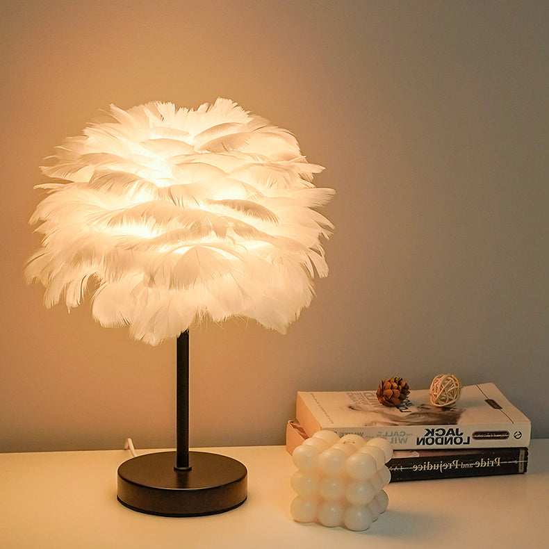 Contemporary Creative Feather USB LED Table Lamp For Bedroom