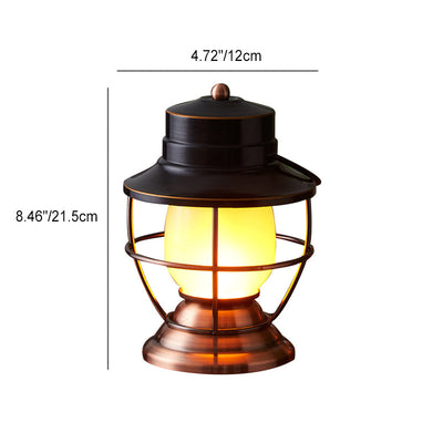 Traditional Farmhouse Waterproof Rechargeable Iron Acrylic Cylinder LED Table Lamp For Entertainment Room