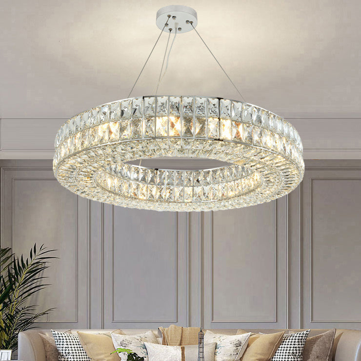 Modern Eclectic Ring Iron Crystal 9/12/16 Light Chandelier For Living Room