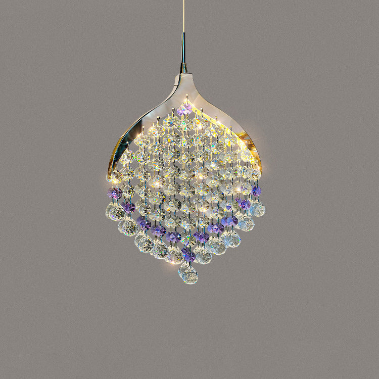 Modern Eclectic Teardrop Stainless Steel Crystal LED Pendant Light For Living Room