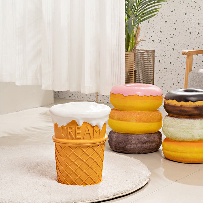 Contemporary Creative Cylindrical Donut Macaroon Pineapple Tire Ice Cream Resin Chair For Living Room