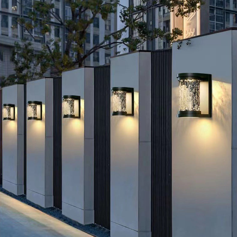 Modern Minimalist Solar Cylinder Stainless Steel Glass LED Outdoor Wall Light For Garden