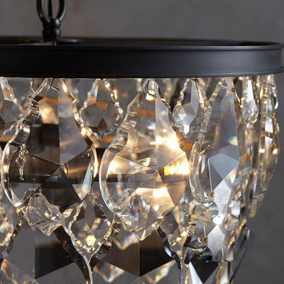 Contemporary Scandinavian Crystal Pendant Round Crystal Iron 4/5/9/12 Light Chandelier For Bedroom