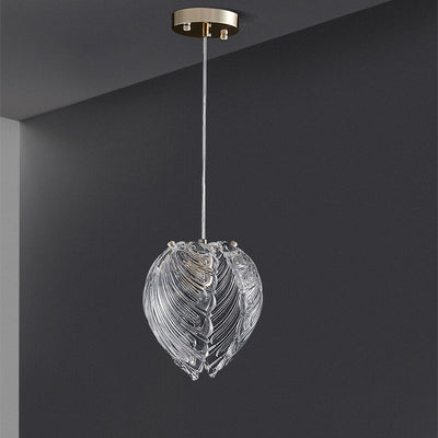 Modern Luxury Glass Shell Shape 1-Light Pendant Light For Bedroom