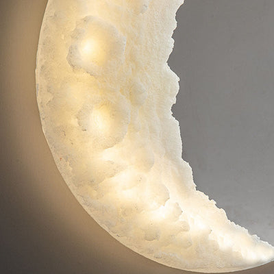 Contemporary Creative Moon Carving Resin LED Wall Sconce Lamp For Living Room