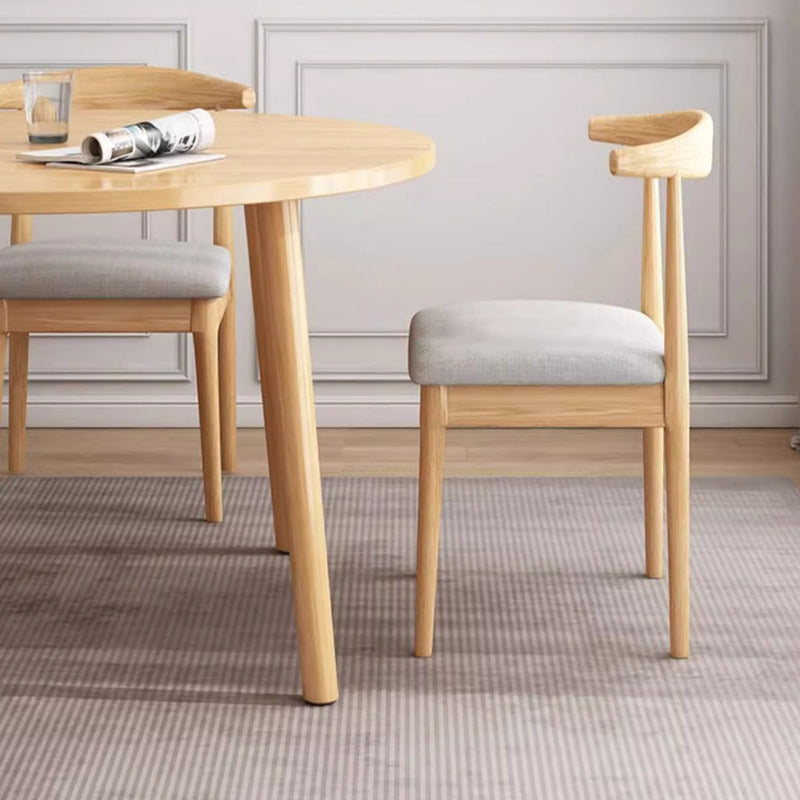 Modern Minimalist Round Faux Slab Wood Dining Table For 4 Seats