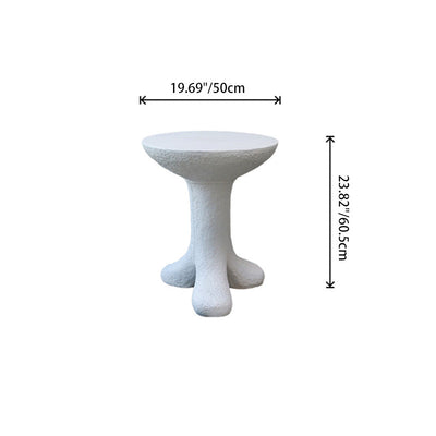 Modern Art Deco Sausage Legs Round Tabletop Magnesium Oxide Side Table 3-Leg For Living Room