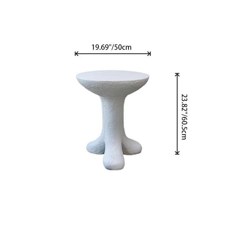 Modern Art Deco Sausage Legs Round Tabletop Magnesium Oxide Side Table 3-Leg For Living Room