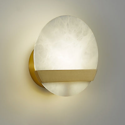 Contemporary Luxury Copper Marble Round V Letter LED Wall Sconce Lamp For Hallway