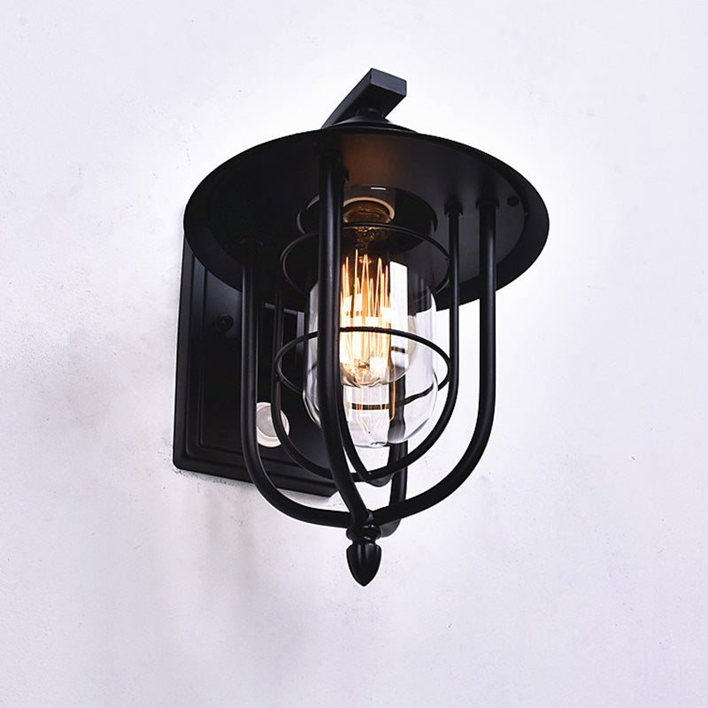 Contemporary Industrial Human Sensing Iron Glass 1-Light Outdoor Wall Sconce Lamp For Garden