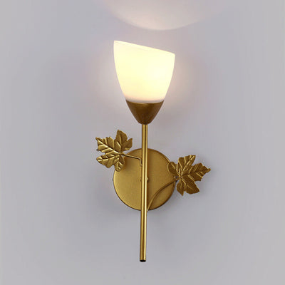 Contemporary Scandinavian Floral Iron Glass 1/2 Light Wall Sconce Lamp For Living Room