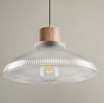 Modern Minimalist Striped Disc Log Glass 1-Light Pendant Light