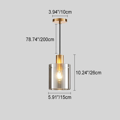 Nordic Minimalist Glass Cylinder Jar 1-Light Pendant Light