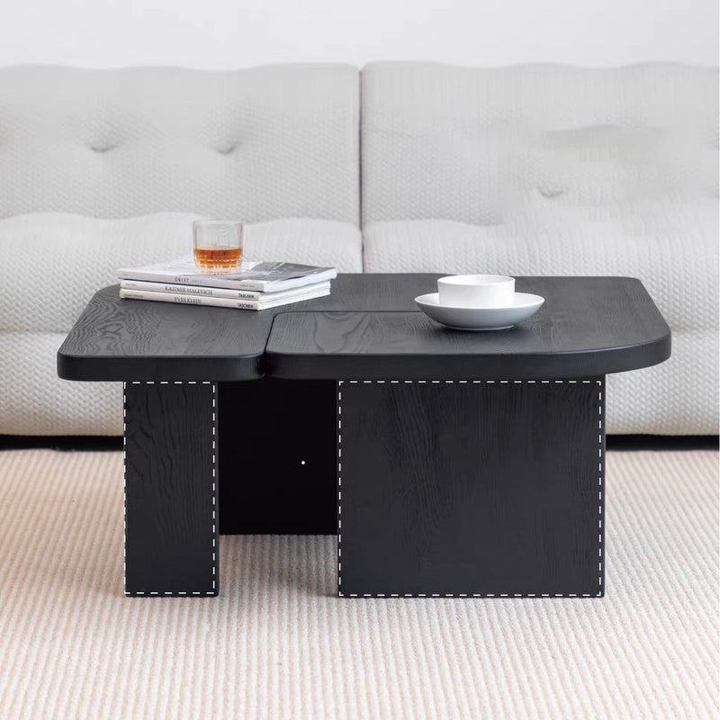 Contemporary Nordic Square Shaped Combination Pine Wood Ash Wood Coffee Table For Living Room