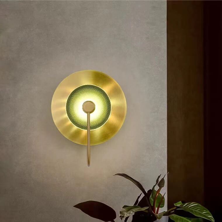 Contemporary Scandinavian Round Disc Iron Glass 1-Light Wall Sconce Lamp For Living Room