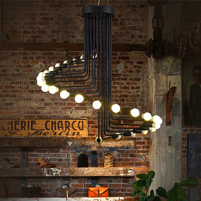 Contemporary Retro Iron Metal Helical 16/26 Light Chandelier For Entryway