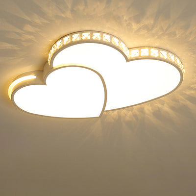 Modern Minimalist Heart Iron Crystal Acrylic LED Flush Mount Ceiling Light For Bedroom