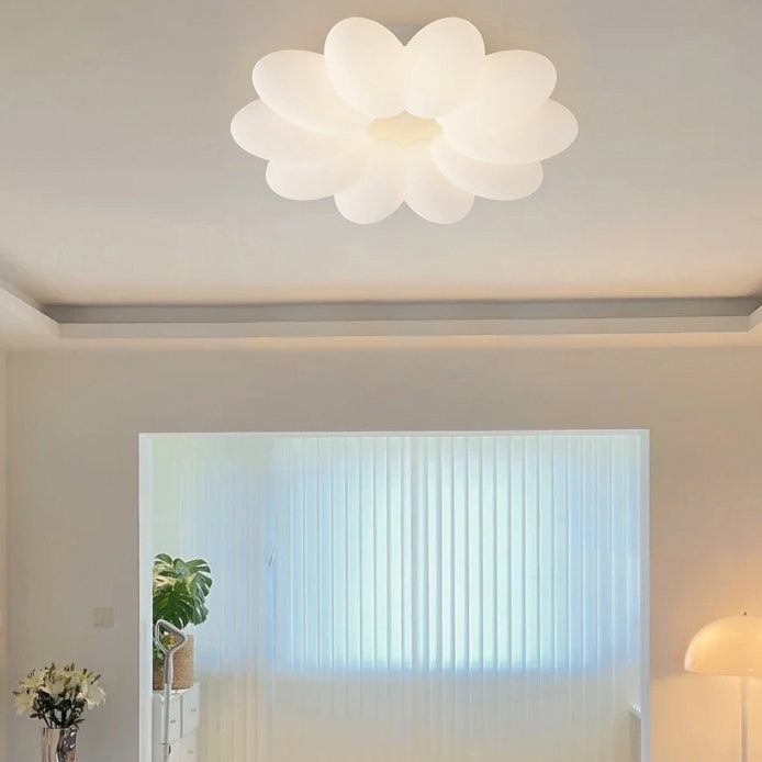 Contemporary Creative Floral Iron PVC LED Semi-Flush Mount Ceiling Light For Living Room