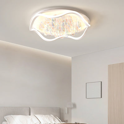 Contemporary Creative Iron Acrylic Round Cloud Star Piece LED Flush Mount Ceiling Light For Living Room