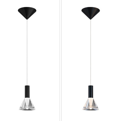 Contemporary Scandinavian Clear Cone Acrylic Aluminum LED Pendant Light For Living Room