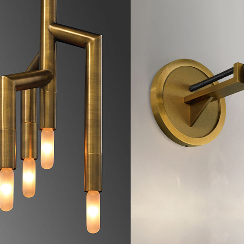 Contemporary Industrial Copper Strip Pendant 4-Light Wall Sconce Lamp For Hallway