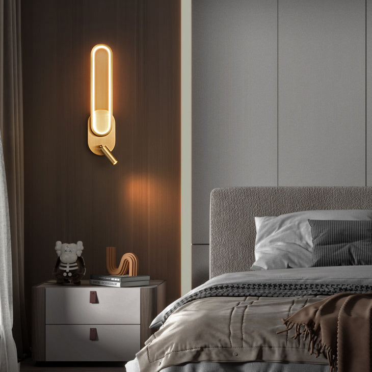 Modern Minimalist Brass Elliptical Circle LED Wall Sconce Lamp For Bedside