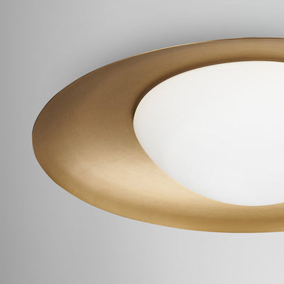 Modern Minimalist Round Copper Glass LED Flush Mount Ceiling Light For Living Room