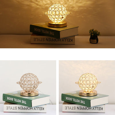 Modern Luxury Crystal Ball Hardware LED Decorative Table Lamp