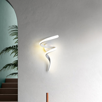 Contemporary Creative Spiral Iron Aluminium Silicone LED Wall Sconce Lamp For Living Room