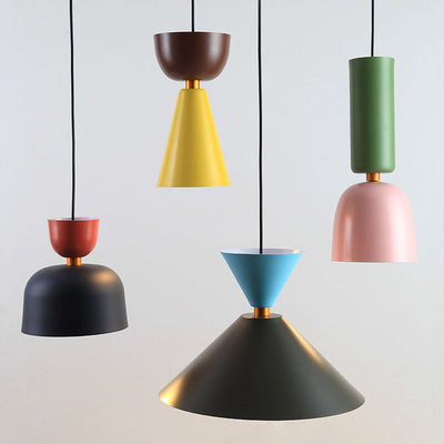 Modern Macaron Colorful Geometric Polygons Iron 1-Light Pendant Light