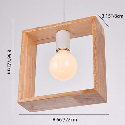 Modern Simplicity Wood Geometrical Shape 1-Light Pendant Light For Living Room