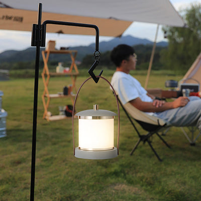 Contemporary Simplicity Portable Imitation Leather Acrylic Cylinder LED Night Light Camping Light For Outdoor Patio