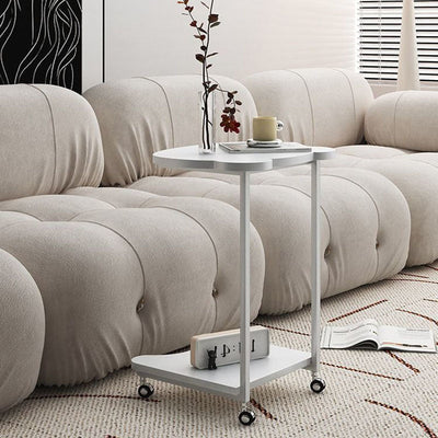 Modern Minimalist Bear Wood Iron End Table 2-Tier For Living Room