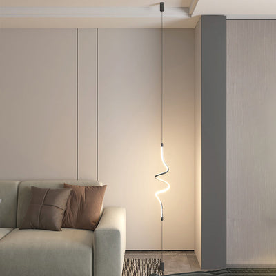 Modern Minimalist Iron Aluminum Silica Line LED Pendant Light For Bedroom