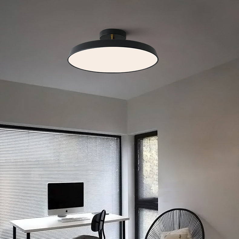 Modern Minimalist Round Hardware Acrylic LED Semi-Flush Mount Ceiling Light For Living Room