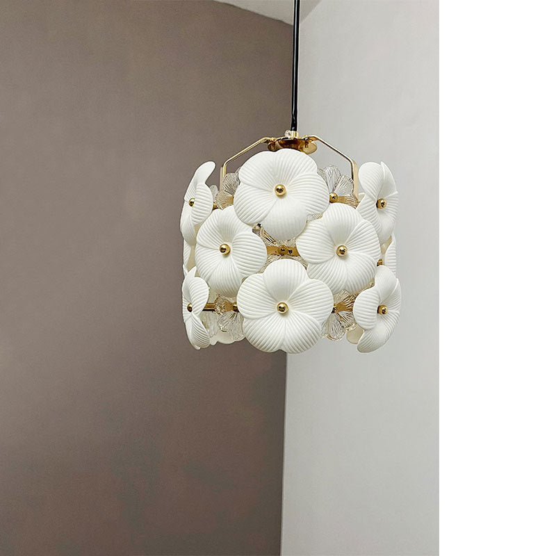 Modern Luxury Flower Copper Crystal 1-Light Pendant Light For Bedroom