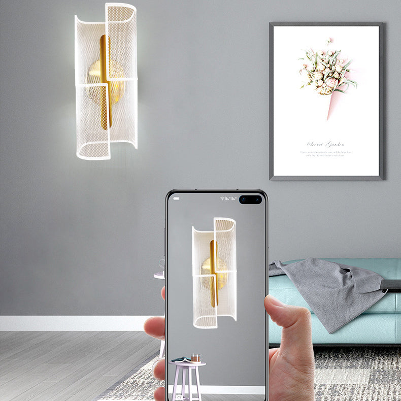 Modern Luxury Iron Acrylic Skeletonized Column Cut Lozenge Line LED Wall Sconce Lamp For Hallway