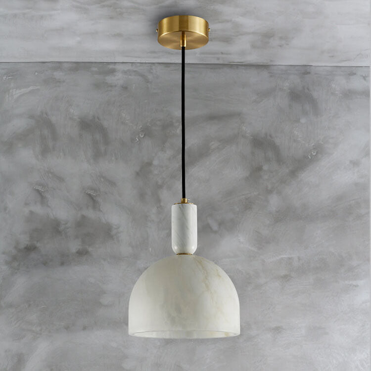 Modern Light Luxury White Semi-Circular Copper Lucite 1-Light Pendant Light