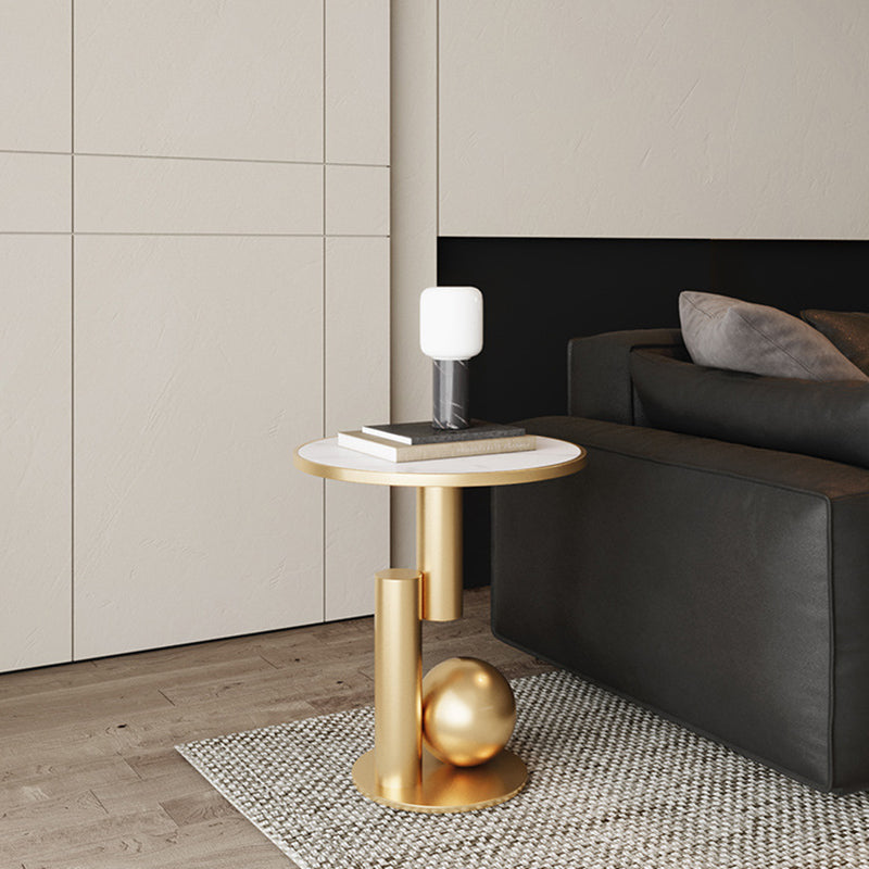 Contemporary Scandinavian Geometric Cylinder Sintered Stone Side Table For Living Room