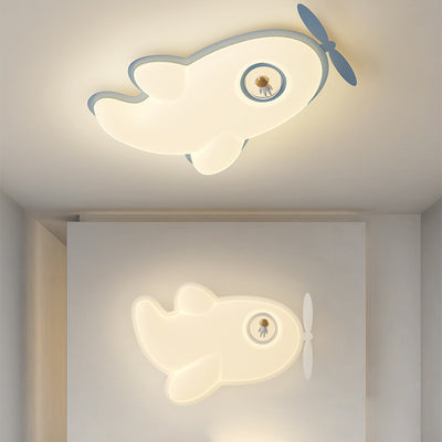 Contemporary Nordic Kids Iron PE Plane LED Flush Mount Ceiling Light For Bedroom