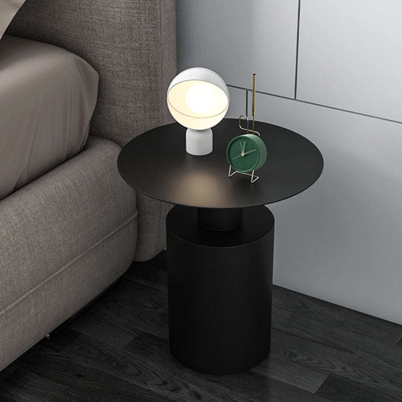 Modern Minimalist Round Cylinder Iron Nightstand 1-Tray For Bedside