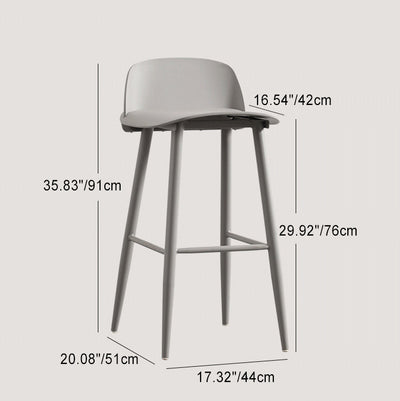 Modern Minimalist Rectangular Carbon Steel Stand Bar Stool Plastic Backrest For Dining Room