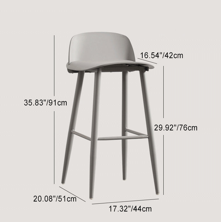 Modern Minimalist Rectangular Carbon Steel Stand Bar Stool Plastic Backrest For Dining Room